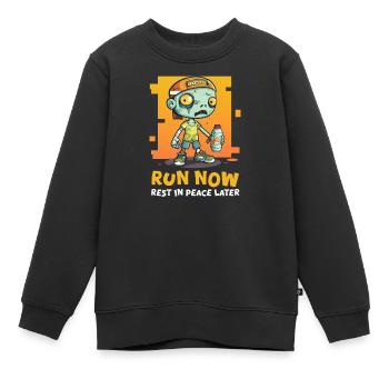 Halloween Runner Run Now, Rest In Peace Later - Kinder Premium Organic Sweatshirt - Schwarz - Vorne - AI Model Kid Female (0cm)