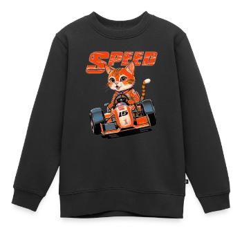 Fast Feline Racer Fast Feline - Sweat Premium enfant bio - noir - Devant - AI Model Kid Female (0cm)
