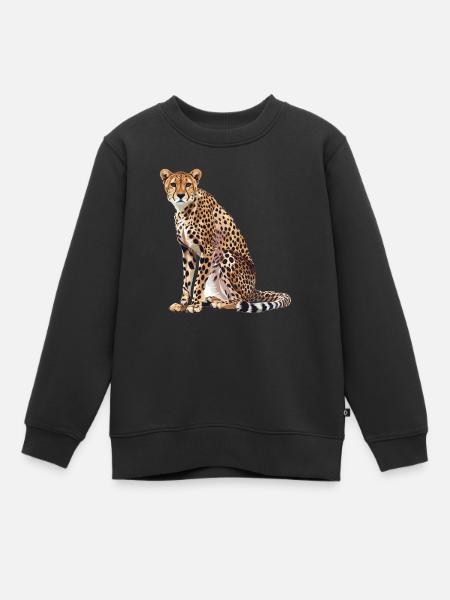 Cheetah Geparde Gepard - Kinder Premium Organic Sweatshirt - Schwarz