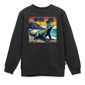 Lézards Reptiles Îles - Sweat Premium enfant bio - noir - Devant - AI Model Kid Female (0cm)