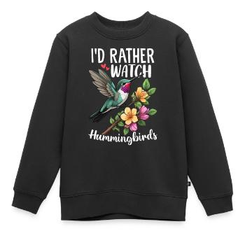 Je préfère regarder les colibris Nectar Bird - Sweat Premium enfant bio - noir - Devant - AI Model Kid Female (0cm)