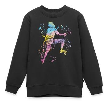 Boulderer Colorsplash Boulder Bouldering - Kids Premium Organic Sweatshirt - black - Front - AI Model Kid Female (0cm)