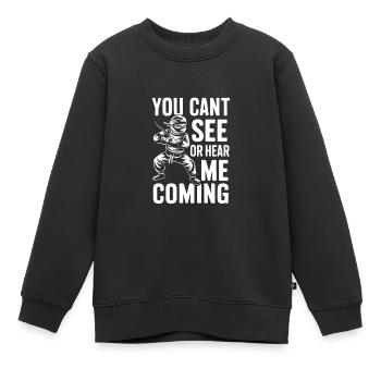 Ninja, du kannst mich nicht kommen sehen oder hören - Kinder Premium Organic Sweatshirt - Schwarz - Vorne - AI Model Kid Female (0cm)