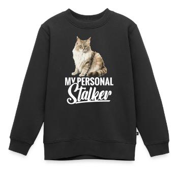 Katze: Mein Persönlicher Stalker - Kinder Premium Organic Sweatshirt - Schwarz - Vorne - AI Model Kid Female (0cm)