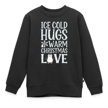 Penguin Christmas Cold Hugs Warmth - Kids Premium Organic Sweatshirt - black - Front - AI Model Kid Female (0cm)