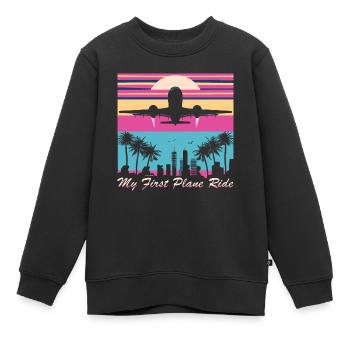 Meine Erste Flugreise Erstes Mal Fliegen - Kinder Premium Organic Sweatshirt - Schwarz - Vorne - AI Model Kid Female (0cm)