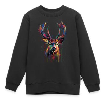 chevreuil - Sweat Premium enfant bio - noir - Devant - AI Model Kid Female (0cm)