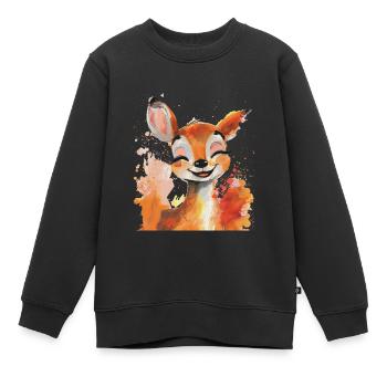 Chevreuil - Sweat Premium enfant bio - noir - Devant - AI Model Kid Female (0cm)