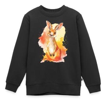 Kangourou - Sweat Premium enfant bio - noir - Devant - AI Model Kid Female (0cm)