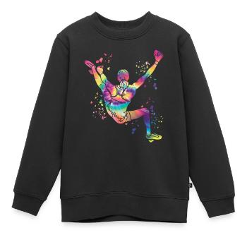 Boulderer Colorsplash Boulder Bouldering - Kids Premium Organic Sweatshirt - black - Front - AI Model Kid Female (0cm)