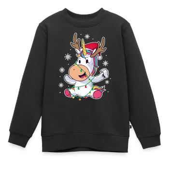Funny Unicorn Christmas Reindeer Holiday Gift - Kinder Premium Organic Sweatshirt - Schwarz - Vorne - AI Model Kid Female (0cm)