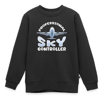 Contrôleur aérien - Sweat Premium enfant bio - noir - Devant - AI Model Kid Female (0cm)