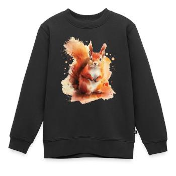 Eichhörnchen - Kinder Premium Organic Sweatshirt - Schwarz - Vorne - AI Model Kid Female (0cm)