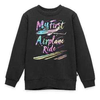 Meine Erste Flugreise Erstes Mal Fliegen - Kinder Premium Organic Sweatshirt - Schwarz - Vorne - AI Model Kid Female (0cm)