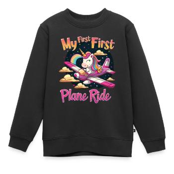 Meine Erste Flugreise Erstes Mal Fliegen - Kinder Premium Organic Sweatshirt - Schwarz - Vorne - AI Model Kid Female (0cm)