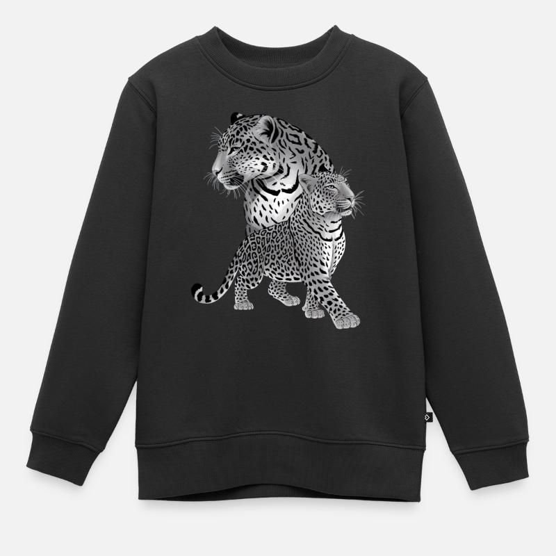 Leopard - Kinder Premium Organic Sweatshirt - Schwarz