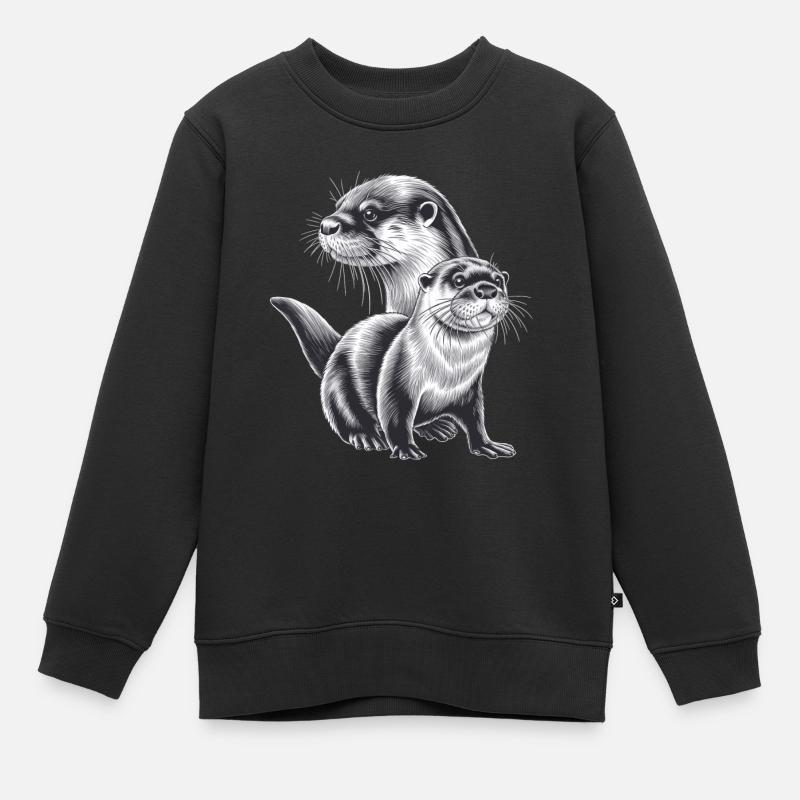Loutre - Sweat Premium enfant bio - noir
