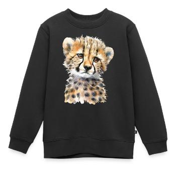 Gepard - Kinder Premium Organic Sweatshirt - Schwarz - Vorne - AI Model Kid Female (0cm)