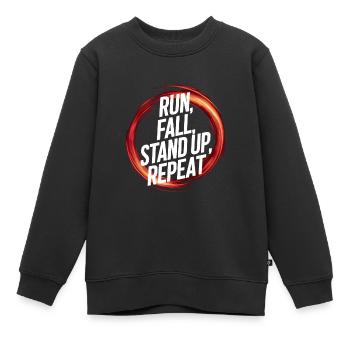 courir tomber debout répéter - Sweat Premium enfant bio - noir - Devant - AI Model Kid Female (0cm)