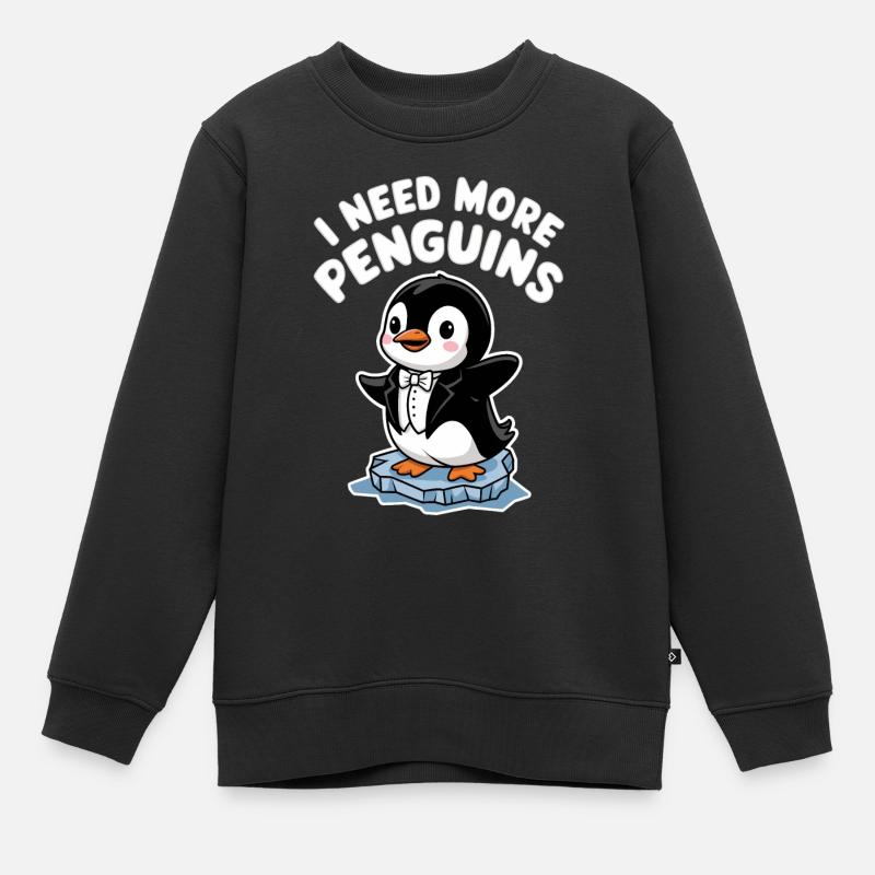 Ich Brauche Mehr Pinguine Lustiger Pinguin - Kinder Premium Organic Sweatshirt - Schwarz
