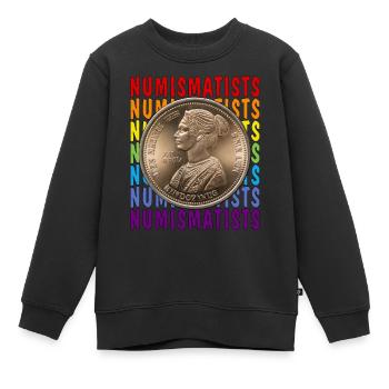 PIÈCES DE MONNAIE NUMISMATES - Sweat Premium enfant bio - noir - Devant - AI Model Kid Female (0cm)