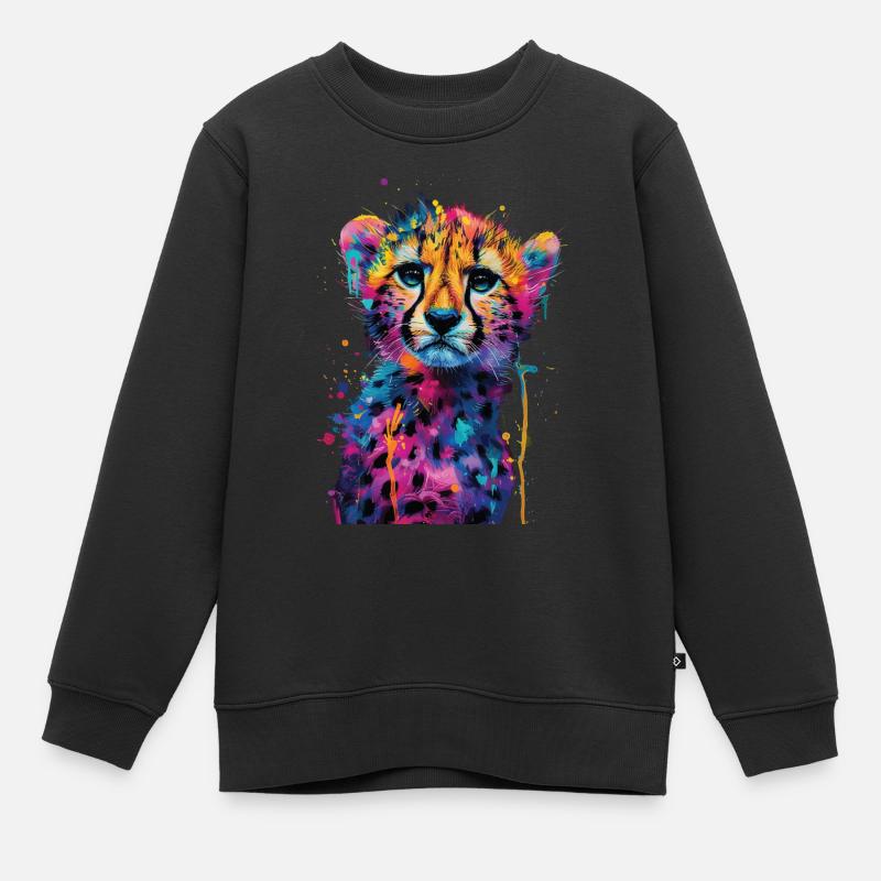Gepard - Kinder Premium Organic Sweatshirt - Schwarz
