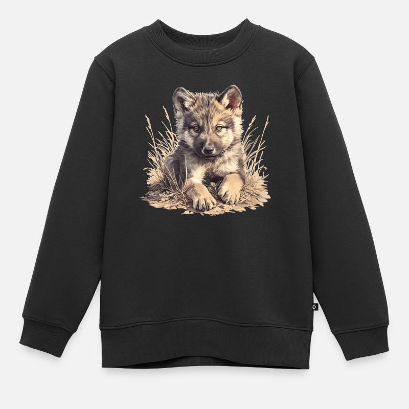 Loups Loup - Sweat Premium enfant bio - noir