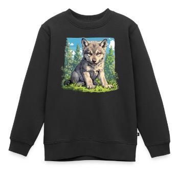 Loups Loup - Sweat Premium enfant bio - noir - Devant - AI Model Kid Female (0cm)