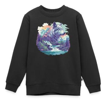 Loups Loup - Sweat Premium enfant bio - noir - Devant - AI Model Kid Female (0cm)