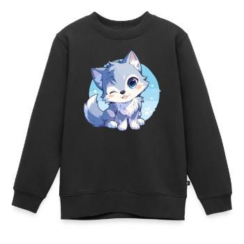 Loups Loup - Sweat Premium enfant bio - noir - Devant - AI Model Kid Female (0cm)