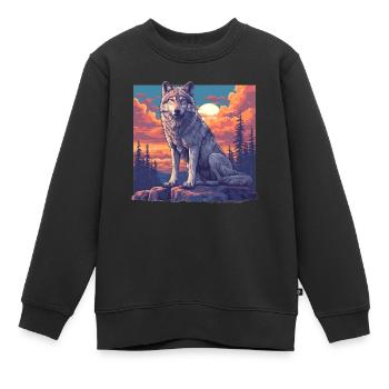 Loups Loup - Sweat Premium enfant bio - noir - Devant - AI Model Kid Female (0cm)