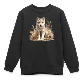 Loups Loup - Sweat Premium enfant bio - noir - Devant - AI Model Kid Female (0cm)
