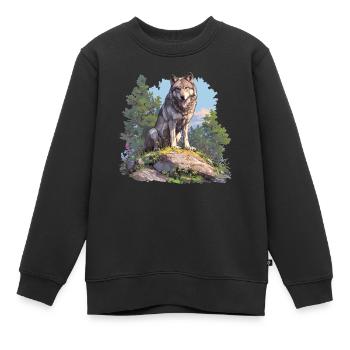 Loups Loup - Sweat Premium enfant bio - noir - Devant - AI Model Kid Female (0cm)