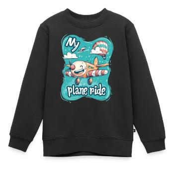 Meine Erste Flugreise Erstes Mal Fliegen - Kinder Premium Organic Sweatshirt - Schwarz - Vorne - AI Model Kid Female (0cm)