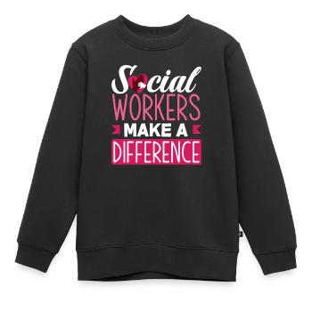 Sozialarbeiter Machen Einen Unterschied - Kinder Premium Organic Sweatshirt - Schwarz - Vorne - AI Model Kid Female (0cm)