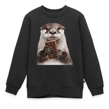 Otter - Kinder Premium Organic Sweatshirt - Schwarz - Vorne - AI Model Kid Female (0cm)