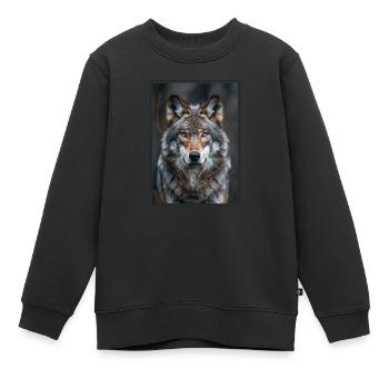Loups Loup - Sweat Premium enfant bio - noir - Devant - AI Model Kid Female (0cm)