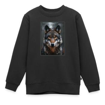 Loups Loup - Sweat Premium enfant bio - noir - Devant - AI Model Kid Female (0cm)