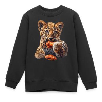 Leopard - Kinder Premium Organic Sweatshirt - Schwarz - Vorne - AI Model Kid Female (0cm)