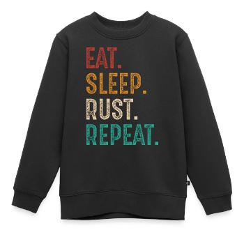 essen schlafen rost wiederholen - Kinder Premium Organic Sweatshirt - Schwarz - Vorne - AI Model Kid Female (0cm)