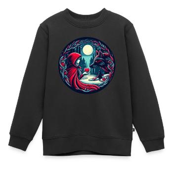 Conte de fées Le Petit Chaperon Rouge Loup Amour mystique Bien-être animal - Sweat Premium enfant bio - noir - Devant - AI Model Kid Female (0cm)