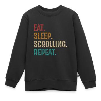 manger dormir faire défiler répéter - Sweat Premium enfant bio - noir - Devant - AI Model Kid Female (0cm)