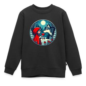 Conte de fées Petit Chaperon Rouge Loup Enfants Mignon Fantaisie - Sweat Premium enfant bio - noir - Devant - AI Model Kid Female (0cm)