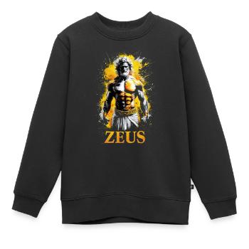 Zeus Dieu, mythologie grecque - Sweat Premium enfant bio - noir - Devant - AI Model Kid Female (0cm)