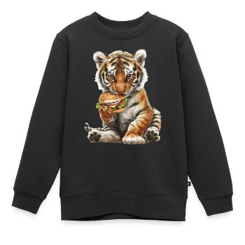 Tigre - Sweat Premium enfant bio - noir - Devant - AI Model Kid Female (0cm)
