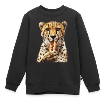 Gepard - Kinder Premium Organic Sweatshirt - Schwarz - Vorne - AI Model Kid Female (0cm)