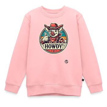 Western Parodie Cowboy Pig Howdy - Sweat Premium enfant bio - rose - Devant - AI Model Kid Female (0cm)