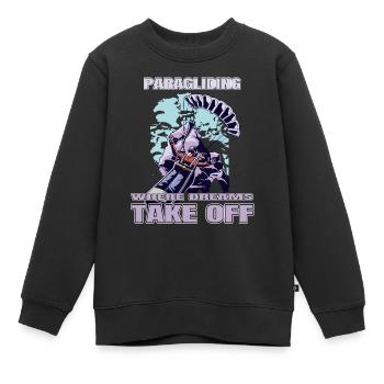 Paragliding: Where Dreams Take Off - Kinder Premium Organic Sweatshirt - Schwarz - Vorne - AI Model Kid Female (0cm)