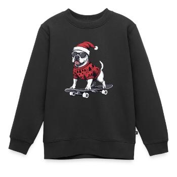Pit Terrier Dog Christmas Skateboard - Kids Premium Organic Sweatshirt - black - Front - AI Model Kid Female (0cm)