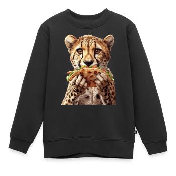 Gepard - Kinder Premium Organic Sweatshirt - Schwarz - Vorne - AI Model Kid Female (0cm)